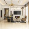 Beige Off-White Flooring Design For Living Room - Livspace