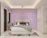 Girls Bedroom Design With Queen-Size Bed, 3-Door Swing Wardrobe, Unicorn-Themed Lavender Wallpaper And Dressing Unit - Livspace