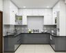 Grey And White U-Shaped Kitchen Design