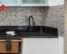 Black Quartz Top Mount Kitchen Sink with Single Bowl, Mosaic Backsplash And Modern Aesthetics - Livspace