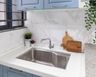Contemporary Basin Wash With Stainless Steel Single Bowl And White Countertop - Livspace