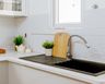 Black Quartz Single Bowl Kitchen Sink Design With Drainboard - Livspace
