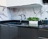 Black Quartz Kitchen Sink With Black Countertop And Top Mount Single Bowl - Livspace