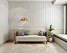 Contemporary Living Room Design with Off-White Sofa and Bay Seater - Livspace