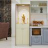 Modern Mandir Design With Champagne-Toned Storage And Om Mandala - Livspace