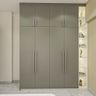 Spacious 4-Door Swing Wardrobe Design In Grey And White With Shelves Storage - Livspace