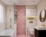 Mild Pink Toned and Beige Bathroom Design - Livspace