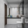 Grey And White Compact Bathroom - Livspace