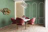 Spacious Dining Hall With Red Cushioned Chairs - Livspace