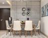 Dining Room With Grey Textured Walls - Livspace