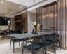 6-Seater Dining Room Design With Tinted Mirror Panelling - Livspace