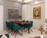 6-Seater Dining Room With Grey Walls - Livspace