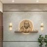 Spacious Foyer Design With Sai Baba Art And Wooden Wall Ledge - Livspace