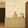 Foyer Design With Glossy Beige Storage And Marble Dado Tiles | Livspace