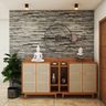 Cladding Stone For Mid-Century Foyer Design Look With Planter - Livspace