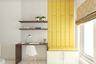 Home Office With Yellow Wall Panel - Livspace