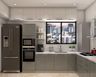 Dove Grey U-Shaped Kitchen Design - Livspace