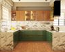 U-Shaped Kitchen With Emerald Green Cabinets - Livspace