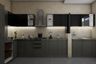 Grey And Black Modern Kitchen Design - Livspace