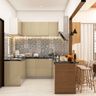 Beige And Brown Kitchen - Livspace