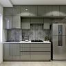 Gothic Grey Parallel Kitchen Design - Livspace