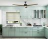 Celestial Blue U-Shaped Kitchen Design - Livspace