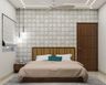 Compact Guest Room With A 3D Wallpaper - Livspace