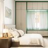 Bedroom Design With A White Green Wardrobe - Livspace