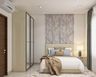 Guest Bedroom With A Grey Textured Wall Panel - Livspace