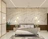 Bedroom Design With Marble And Wooden Wall - Livspace