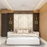 Bedroom Design With A White Double Bed And Side Tables - Livspace