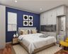 Cozy Guest Bedroom Design With An Accent Blue Wall - Livspace