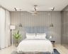 Gorgeous Guest Room With Grey Wall Panels With Vertical Strips - Livspace