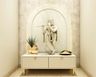 Modern Floor-Mounted Mandir Design In Frosty White - Livspace