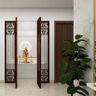 Pooja Room Design With Wooden Carved Doors And Shutters - Livspace