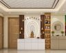 Spacious Pooja Room Design With Lights And Bells - Livspace
