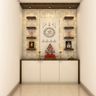 Wooden and Cream Pooja Room - Livspace
