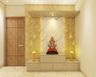 Mustard Yellow Themed Pooja Room Design - Livspace