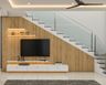 TV Unit With Wooden Backdrop - Livspace