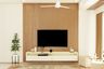 Spacious TV Unit With Wooden Backdrop - Livspace