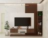 White And Wood TV Unit With Flute Panel - Livspace