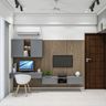 Grey TV Unit Design With Study Unit - Livspace