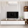 White And Wood Finished TV Unit Design - Livspace