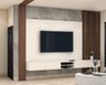 TV Unit With Grey Wall And Wooden Panel - Livspace