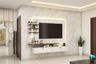 TV Unit With White Wall Panl And Marble Cladding - Livspace