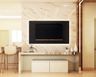 TV Unit With Black Panel And Marble Wall - Livspace