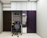 Purple And White Wardrobe With Mirror - Livspace