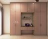 Peach Wardrobe Design With Study Table - Livspace