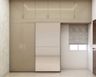 Beige Wardrobe With Mirror - Livspace