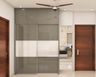 Grey And White Sliding Wardrobe Design - Livspace